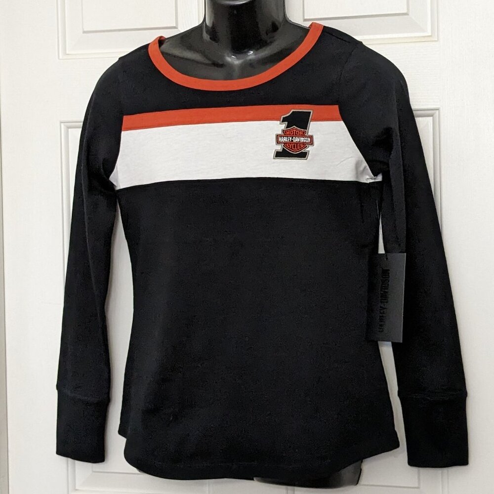 Harley-Davidson® Women's Elongated Black Long Sleeve T-Shirt SZ Small black - Picture 1 of 11